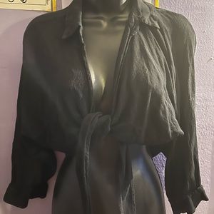 Black tie up blouse
